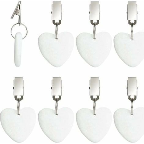 Poids de nappe décoratifs, 8 pièces, marbre blanc, clips inox, imperméable et antirouille. (1/4)