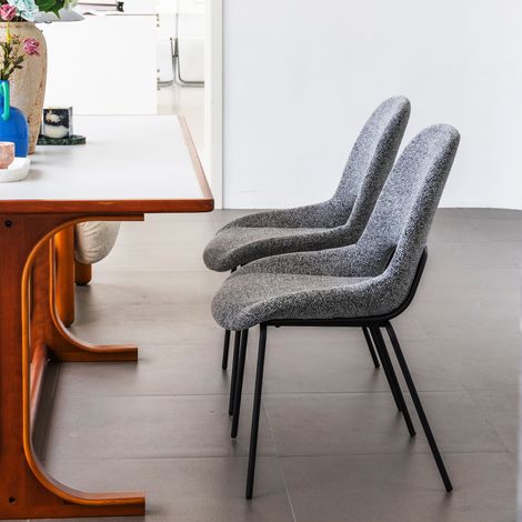 Dining Chair Julie Light Grey, Set of 2, Hollowed Back, Metal Frame