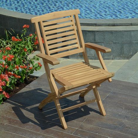 Fauteuils de jardin pliants en teck massif Barbade (lot de 2)