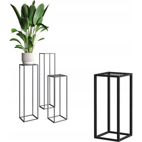 Supporto per fiori da terra in metallo stile loft, nero, moderno, in rete, Renes XS 19x19x45 (1/5)