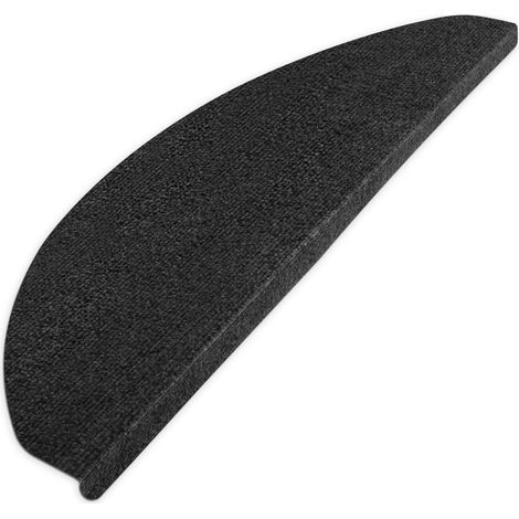 Karat – Tapis d'escalier Leipzig – Installation adhésive – Couleur gris anthracite – 100% polypropylène – Surface 21x65 cm – Antidérapant