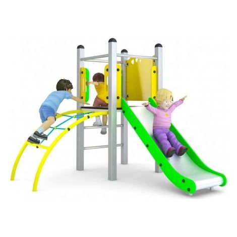 Gioco Per Parchi A Torretta Con Scivolo E Sartia Di Arrampicata 565 x 492 x H 275 cm (1/2)