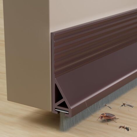 Joint d'étanchéité pour bas de porte - coupe-vent, insonorisant, anti-insectes, utilisé pour sceller les espaces au bas de la porte, marron (1 m).