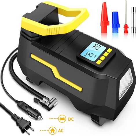 Compresseur À Air Portable - 12 V CC - Jusqu'à 150 PSI - Manomètre Numérique - Pour Pneus De Voiture Moto Vélo Ballons - Avec Éclairage LED (1/5)