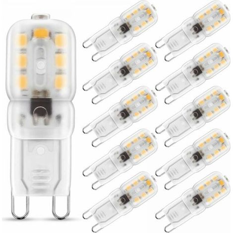 Ampoule LED G9 3W Blanc Chaud 3000K, 230V AC 220lm, Faisceaux Larges à 360°, Culot G9, Lot de 10 [Classe énergétique A+] (1/4)