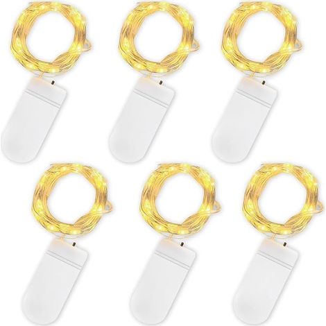 LED Mini Lichterkette mit Batterie, 6x20er Micro Lichterkette außen Batterie, 2M DIY kleine Lichterketten Wasserdicht für Party Hochzeit Weihnachten Beleuchtung Deko (Warmweiß, 6 Pack) (1/5)