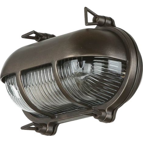Wandleuchte außen Messing Riffelglas IP64 E27 B: 21 cm Schwarz antik Maritim rostfreie Wandlampe außen