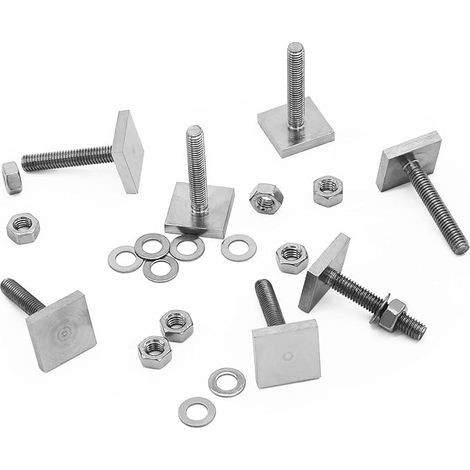 T-Track Adapter, T-Slot Nuts M6 x 35 mm, 20 x 20 x 4 mm T-track with nuts and washers, for bike adapter roof rack
