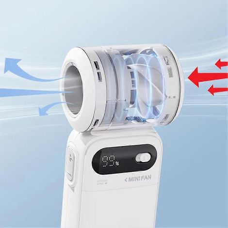 Ventilateur portable mini turbo à faible bruit, 100 vitesses, affichage LED, batterie rechargeable USB 3600 mAh, idéal pour une utilisation en extérieur. (1/5)