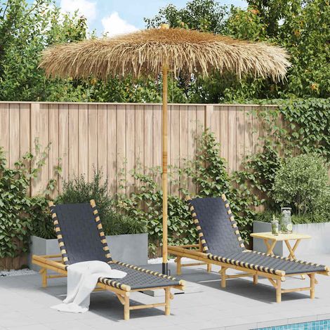 vidaXL Parasol Tiki avec toile en feuille de bananier 240 cm en bambou