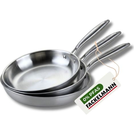 3 poêles 20 24 cm et 28 cm inox 18/10 Triply Fackelmann Vita3
