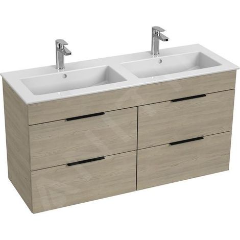 Jika Cube - Meuble avec double-lavabo 118x43x61 cm, frêne H4536621765141 (1/2)