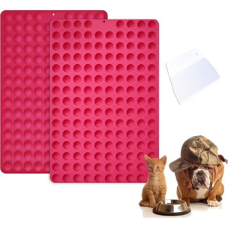 Silicone Baking Mat with Scraper Dog Mini Biscuit Mould for Making Biscuits for Dogs, Chocolate, Ice Cubes, Etc (Mini Round) (1/5)