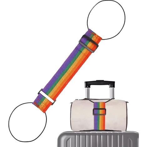 Sangles de connexion de bagages Ceinture réglable antivol avec design arc-en-ciel, connecteur pour valises Pour bagage à main, voyage, chariot, sac, moto, sac à dos