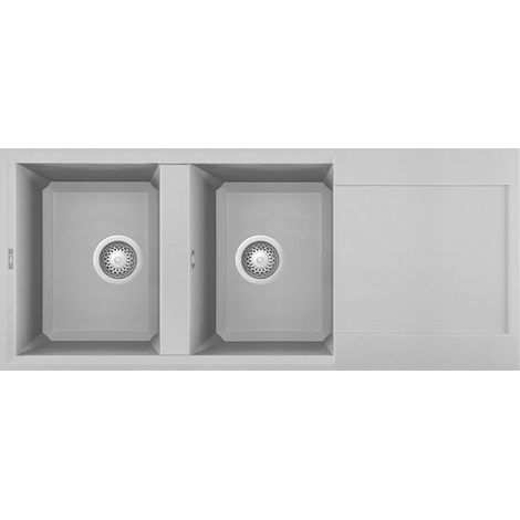 Lavello Elleci Incasso 2 vasche 116x50 Easy 500 Metaltek Grigio Aluminium LMY50079