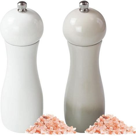 Set di macina sale e pepe manuali in legno da 6,5 pollici (2 pezzi), con rotore in ceramica e spessore di macinatura regolabile, ideale anche come macina sale e macina spezie. (1/4)