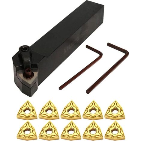 Zubehör für Metalldrehmaschinen, 20-mm-Drehwerkzeughalter für WNMG080404, Drehwerkzeughalter-Set MWLNR2020K08 + 10 Hartmetalleinsätze + 2 Schlüssel. (1/4)