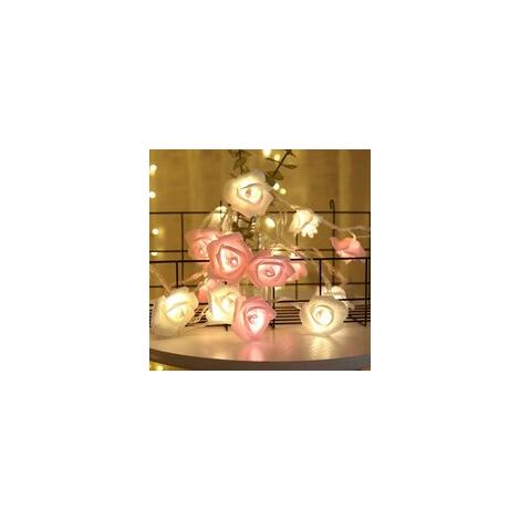 EASYCOMFORT Guirlande Lumineuse Rose à Piles 3M 20 LED - Fleur Rose Blanc Chaud, Décoration Romantique pour Maison, Jardin, Mariage, Saint Valentin, Noël (Blanc-Rose) (1/4)