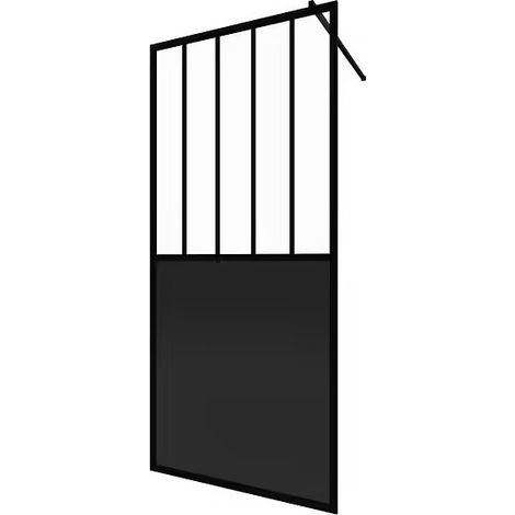 [JAMAIS UTILISE] Paroi de Douche à l'Italienne AURLANE 100x200cm Noir Industriel - FAC505 (1/5)