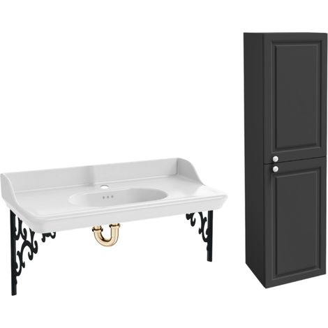 Pack plan vasque suspendu JACOB DELAFON Cléo 1889 + colonne droite + siphon or