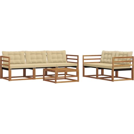 Ensemble de canapés d'extérieur 6 pcs Salon de jardin Naturel et Beige (1/5)