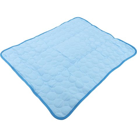Tapis rafraîchissant, respirant, pliable et réutilisable pour animaux de compagnie – idéal pour l'été – pour chiens et chats – taille L – bleu (1/5)