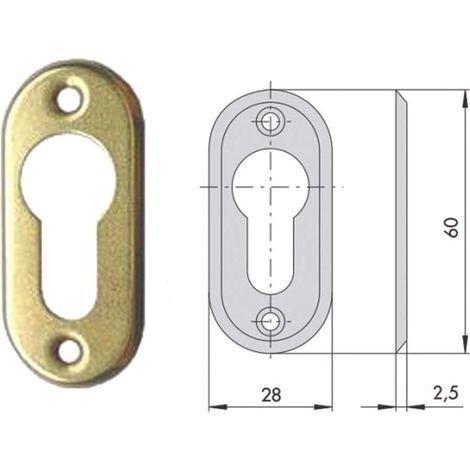 Bocchetta in ottone per cilindri sagomati 06012 00 - mm.28x60, spessore mm.2,5 (06012000)