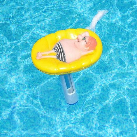 Thermomètre flottant pour piscine, motif dessin animé, homme sur un radeau, jauge de température amusante, thermomètre à ficelle pour spa, bassin, neuf (1/4)