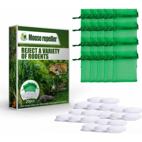 Répulsif contre les rongeurs à l'huile de menthe poivrée pour les rats de jardin et la lutte antiparasitaire des rats (boîte de 2, 40 pièces)