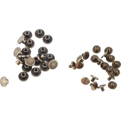Packung mit 20 Flachkopfschrauben, Muttern, Nägeln und Nieten aus verkupfertem Messing für Lederwaren (5 mm) (1/5)