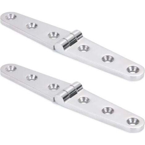 [NON UTILIZZATO] Coppia di cerniere a cinghia marine in acciaio inox 316 per impieghi gravosi con fori per imbarcazioni (3 fori: 152x30 mm)
