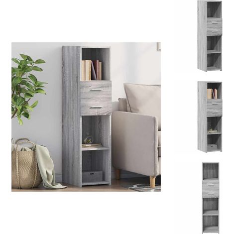 Buffet haut sonoma gris 30x42,5x124 cm bois d'ingénierie - Buffet Design Intemporel - Meuble Rangement Cuisine - Commode Salon - Étagère Ouverte - Mobilier Gris (1/5)