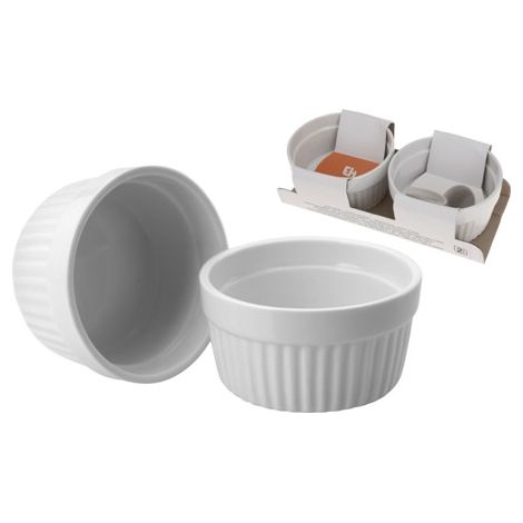 Cuencos de cerámica para hornear, blancos, de 9,5 cm y 170 ml, 2 unidades.