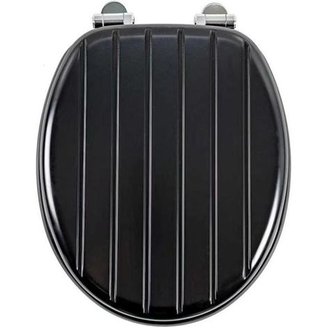 Homseat Painted MDF Toilet Seat with Soft Close and Vertical grooves, Black (1/5)