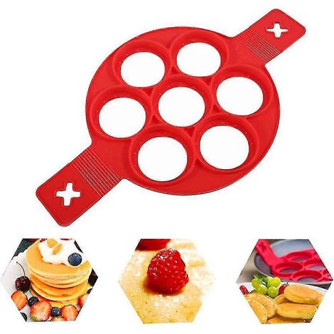 Poêle à crêpes 7 trous, moule à œufs au plat, en silicone réutilisable avec revêtement antiadhésif. Préparez des crêpes rapidement et facilement et gagnez un temps précieux. (1/5)