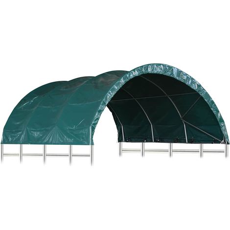 Tente pour bétail Haute qualité, PVC 3,7x3,7 m Vert OIB1412E (1/5)