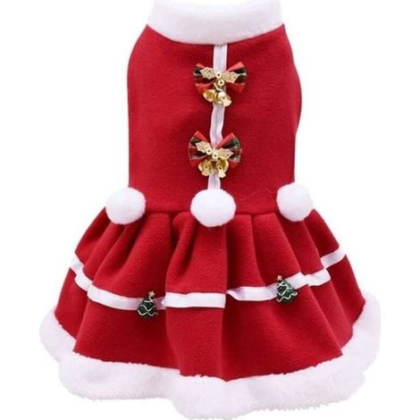 Medium Chien Robe De Noël Petit Chien Santa Jupe Filles Pet Costume De Noël Hiver Polaire Manteau Vêtements pour Animaux avec (1/3)