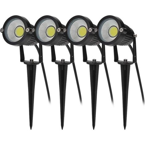 4 PCS éclairage Extérieur à Piquer COB 5W 220V IP65 étanche Orientable Projecteur Spot Led Lampe de Jardin éclairage pour Chemins Plantes Balcon Terrasse Hôtel Pelouse LED Lumière Blanc-Fei Yu (1/5)