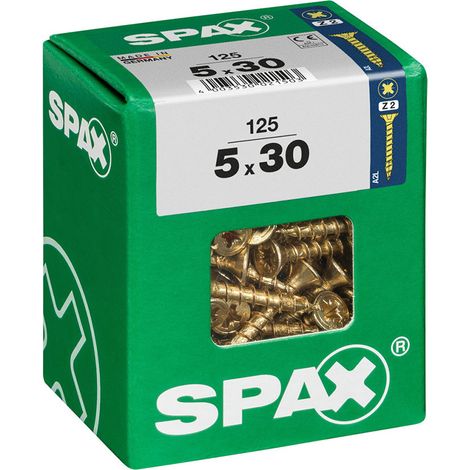 Boîte 125 Unités. Vis A Bois Spax Cab. Plat Yellox 5.0x30mm Spax (1/2)