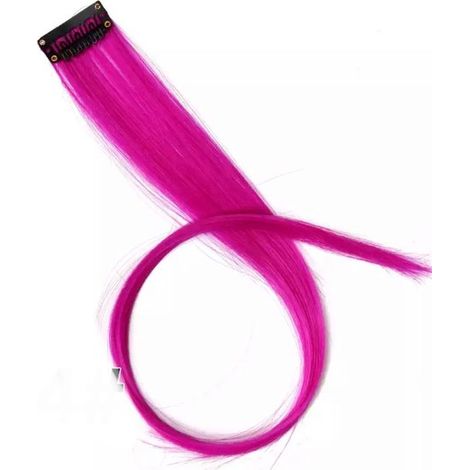 Extension de cheveux rose à clip - 1 pièce - Cheveux synthétiques - Pour carnaval - Accessoire coiffure (1/4)