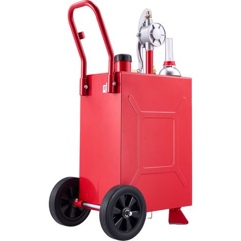 Mophorn 56,8L mobiler Kraftstofftank mit Handpumpe, Rot, Kohlenstoffstahl, ausgestattet mit 2 Rollen & 3m Förderschlauch, max.Durchflussrate 17,8L/min, geeignet für Benzin & Diesel,ATV und Motorräder (1/5)