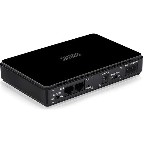 Mini UPS Onduleur avec POE Gigabit pour Router, Modem, Caméra de Surveillance, Entrée 100240V AC Sortie 5V USB 9V/12V DC 24V/48V POE (1000mbps) (1/5)