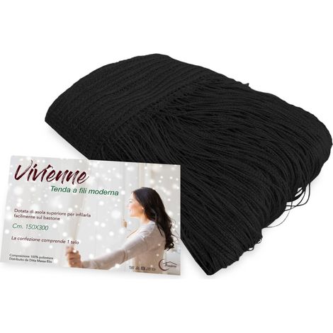 TENDA a FILI Vivienne per porta CM. 150X300 tinta unita NERO