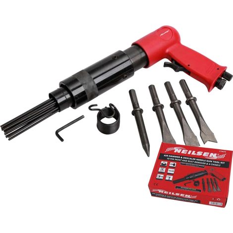 Neilsen Air Hammer Chisel Descaler Needle Gun With 4 Chisels Tool For Compressor