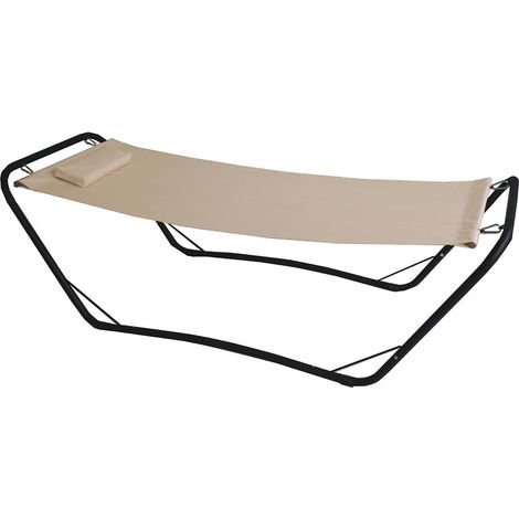 Lettino Amaca a Dondolo con Supporto Java in Acciaio e Pvc Beige