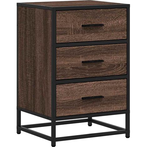 vidaXL Comodino Rovere Marrone 40x34,5x60cm Legno Multistrato Metallo (1/5)