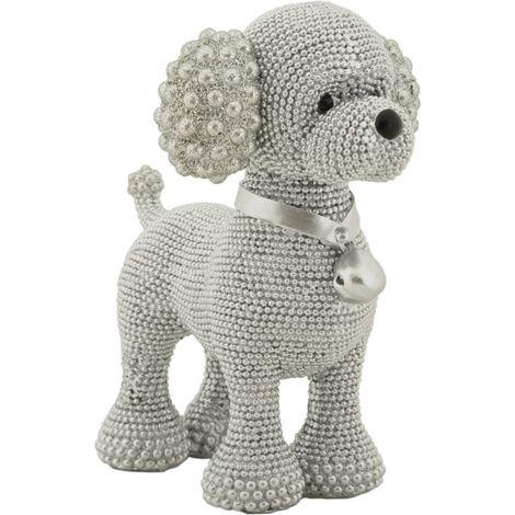 Statuette Déco Caniche Debout "Sparky" 15cm Argent (1/5)