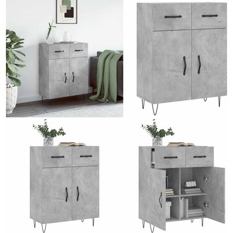 Buffet gris béton 69,5x34x90 cm bois d'ingénierie - Buffet Moderne - Buffet Design - Armoire Rangements - Meuble Rangement - Mobilier Salon - Home & Living (1/5)