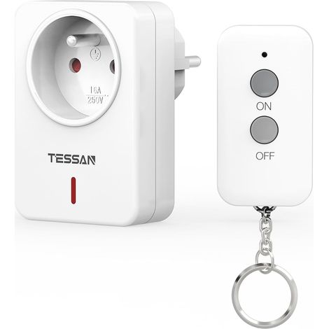 Prise Telecommande Sans Fil, Portée 30M, 2300W Prise Télécommandée Avec Interrupteur, Commandée Pour Lampe et Électroménager, Préprogrammé Pour une Utilisation en Intérieur (1/5)