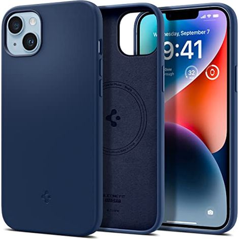 Spigen silicone FIT MAG magsafe iPhone 14 plus / 15 plus bleu marine